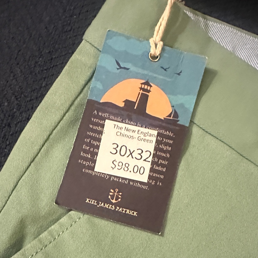 Kiel James Patrick | NWT | New England Chinos | Green | 30x32 - Picture 2 of 8